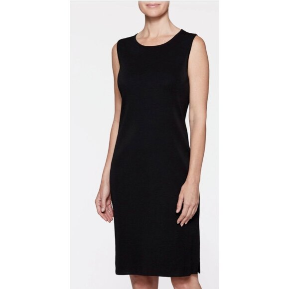 Ming Wang Dress S Small Black Stretch Knit Crew Neck Tank $250 NEW - Picture 1 of 13